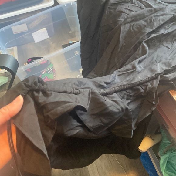 COS Cinched Tie Ruffle Silk Blend Balloon Maxi Dress Black Size 12 - Picture 7 of 8